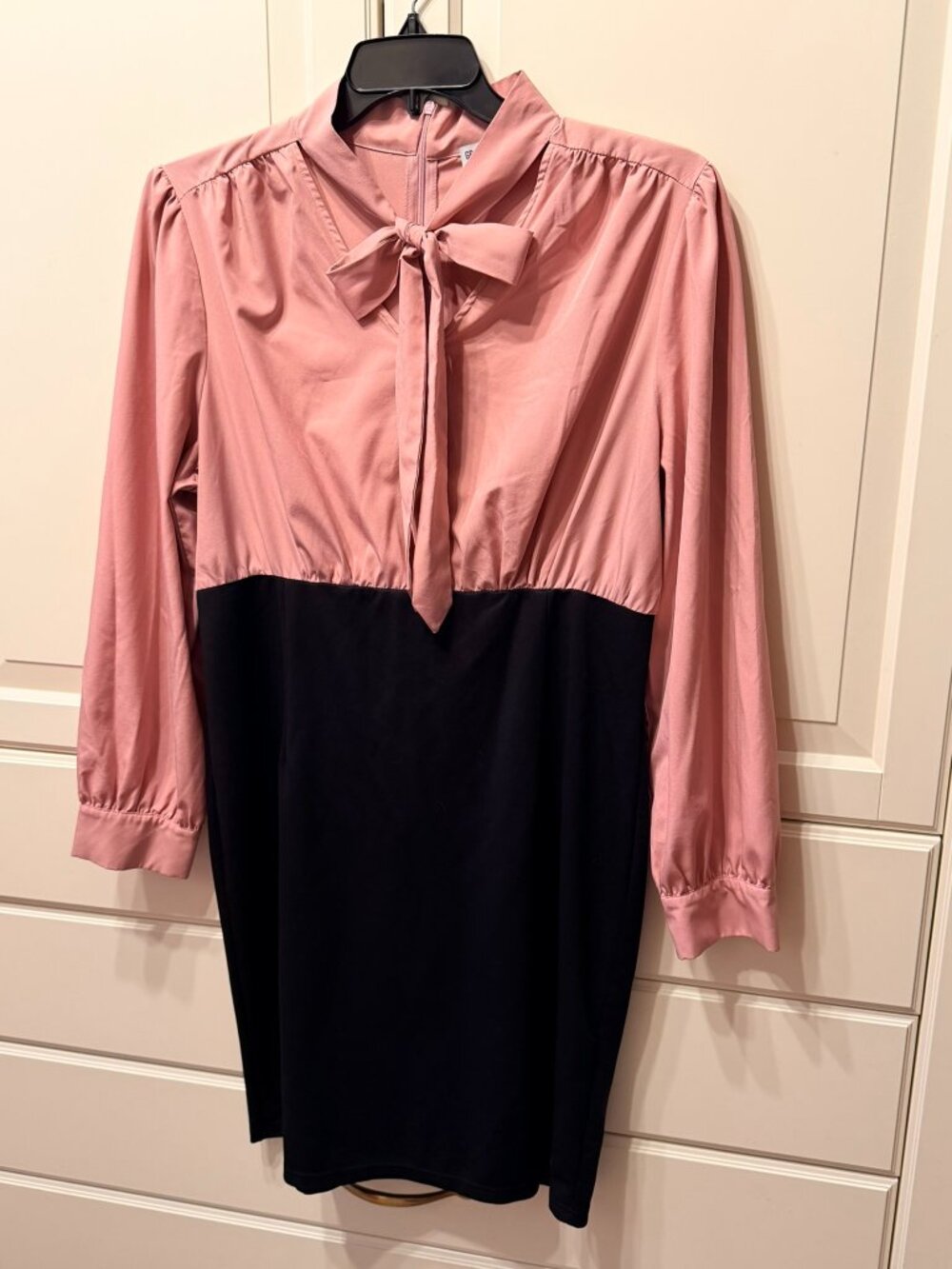 GRACE KARIN Women’s Pink & Black Tie-Neck Dress (Plus Size 2XL)